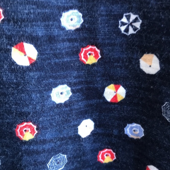 Maison Jules navy umbrella print V-neck tee, size L - Picture 6 of 8